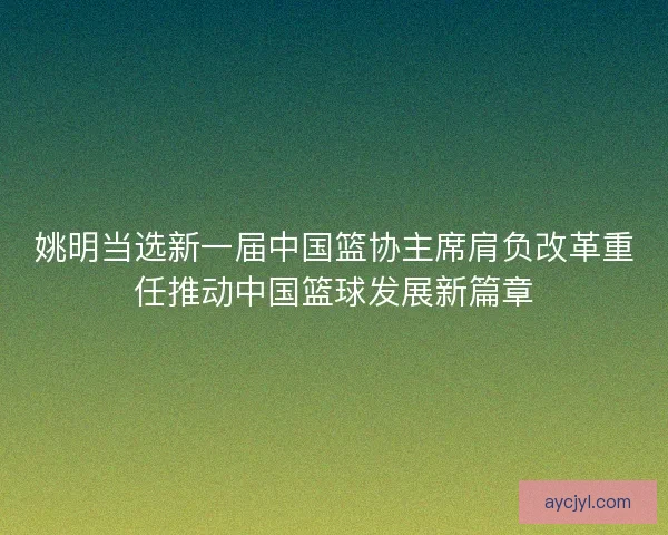 姚明当选新一届中国篮协主席肩负改革重任推动中国篮球发展新篇章