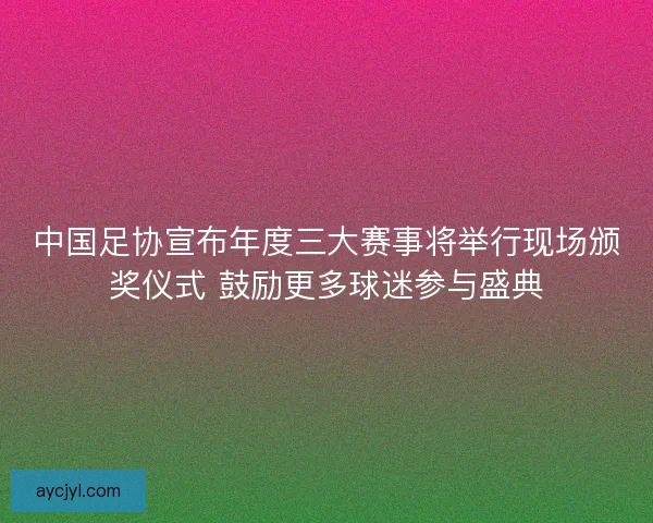 中国足协宣布年度三大赛事将举行现场颁奖仪式 鼓励更多球迷参与盛典