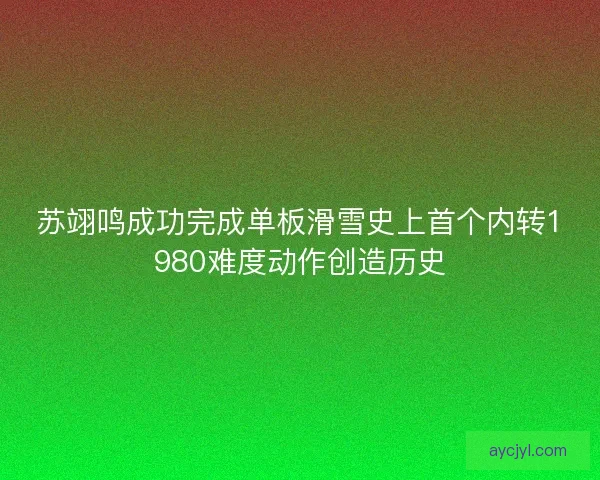 苏翊鸣成功完成单板滑雪史上首个内转1980难度动作创造历史