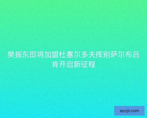 樊振东即将加盟杜塞尔多夫挥别萨尔布吕肯开启新征程
