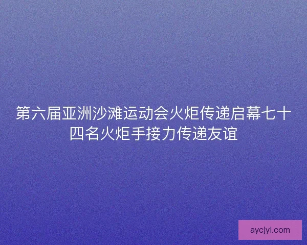 第六届亚洲沙滩运动会火炬传递启幕七十四名火炬手接力传递友谊