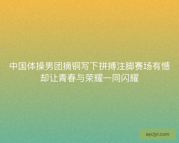 中国体操男团摘铜写下拼搏注脚赛场有憾却让青春与荣耀一同闪耀