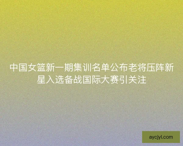 中国女篮新一期集训名单公布老将压阵新星入选备战国际大赛引关注